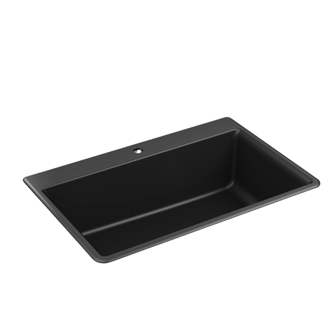 Cuba para Cozinha Kohler Kennon de Sobrepor/embutir Retangular com Mesa e Furo 838x559mm Black Matte