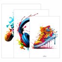 Ver imagem 3 de Kit 3 Quadro Decorativo Gamer Headset Controle Tênis Quarto Qualidade Premium 40x28cm