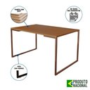 Ver imagem 5 de Mesa Industrial Base Ferro Cobre Tampo 137X90 Canela 4 Cadeiras Madeira Assento Branco Marrom
