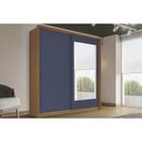 Ver imagem 1 de Guarda Roupa 2 Portas de Correr (1 C/ Espelho) e 2 Gavetas Porto Freijo/azul - Politorno