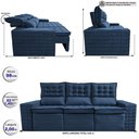 Ver imagem 2 de Sofá 3 Lugares Retrátil e Reclinável Cama inBox Senses 2,00m Velusoft Azul
