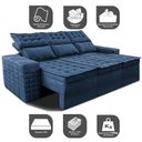 Ver imagem 3 de Sofá 3 Lugares Retrátil e Reclinável Cama inBox Senses 2,00m Velusoft Azul