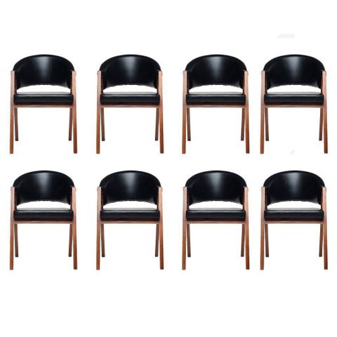 Kit 8 Cadeiras Sala de Jantar Premium com Braço Madeira Maciça Corino Movellu Home