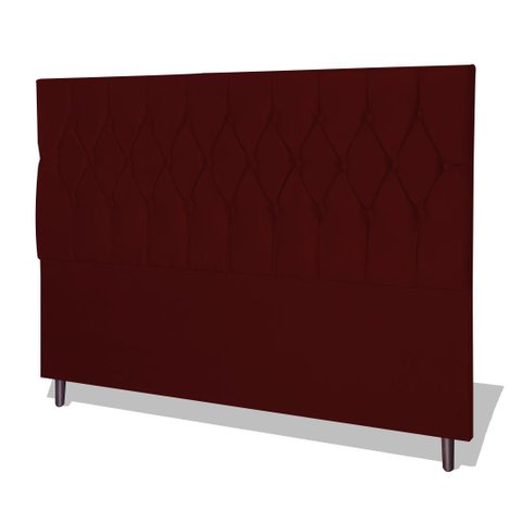 Cabeceira Estofada Box Casal King Size Encosto para Cama Ram 1500 195x126 Cm Marsala
