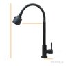Torneira Gourmet Flexível Preto Mesa Cozinha Aço Inox com Arejador Duplo Jato Bica Alta Black Fosco - 3