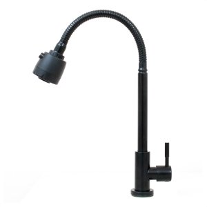 Torneira Gourmet Flexível Preto Mesa Cozinha Aço Inox com Arejador Duplo Jato Bica Alta Black Fosco