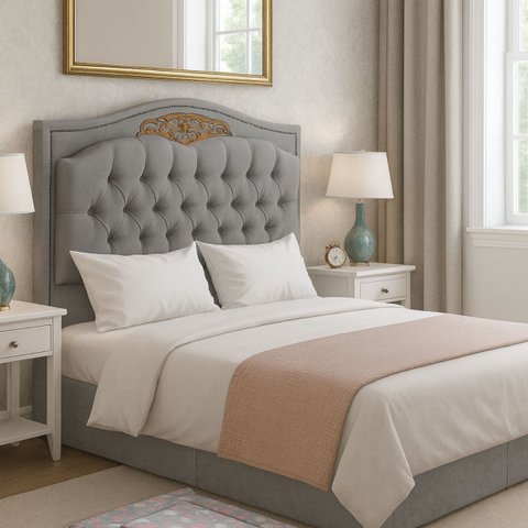 Cabeceira Kate para Cama Queen 1,60 Veludo Cinza Claro Bz Home Decor