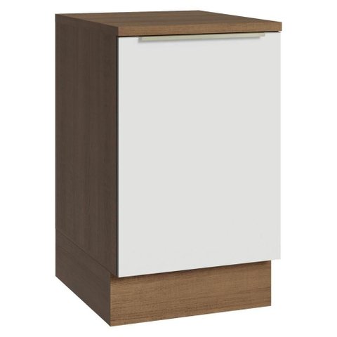 Balcão Cozinha 50x60cm 1 Porta (com Tampo) Rb Lux Madesa Rustic/Branco Veludo