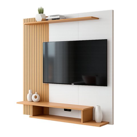 Painel Tv 43 Polegadas Monaco Ripado Off White - Moveisaqui