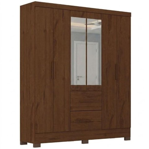 Guarda Roupa Casal 6 Portas com Espelho Primor 181 cm Jacaranda Zanz
