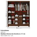 Ver imagem 3 de Guarda Roupa Casal 6 Portas com Espelho Primor 181 cm Jacaranda Zanz