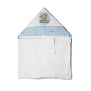 Toalha de Banho Aveludada Urso Bolacha Azul
