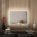 Ver imagem 5 de Espelho Led 3 Cores Retangular Banheiro Dual Touch C/ Desembaçador - 90cmx70cm 110v/220v