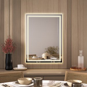 Espelho Led 3 Cores Banheiro Dual Touch C/ Desembaçador - 90cmx70cm