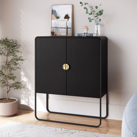 Balcão Buffet 90cm 2 Portas Luna Orgânico Pé Metal - Artesano