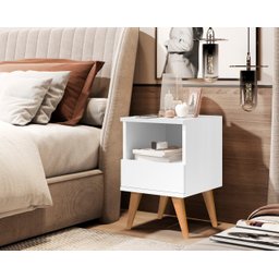 Mesa de Cabeceira Marilia Pés Palito Branco - 1