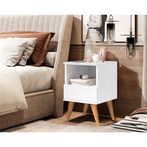 Mesa de Cabeceira Marilia Pés Palito Branco