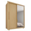 Ver imagem 2 de Guarda-Roupa Solteiro 2 Portas com Espelho Lateral 2 Gavetas com Pés Costa Rica Marrom Jequitibá