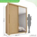 Ver imagem 3 de Guarda-Roupa Solteiro 2 Portas com Espelho Lateral 2 Gavetas com Pés Costa Rica Marrom Jequitibá