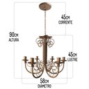 Ver imagem 2 de Lustre Artesanal Dourado Rococó Para Salas de Estar Libertas Rosas Artesanato Arame 8