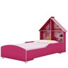 Cama Infantil Proteção Lateral e Cabeceira Casinha Rosa - Rede Móveis - 3