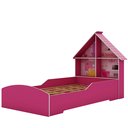 Ver imagem 2 de Cama Infantil Proteção Lateral e Cabeceira Casinha Rosa - Rede Móveis