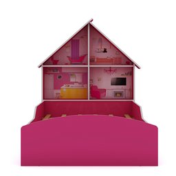 Cama Infantil Proteção Lateral e Cabeceira Casinha Rosa - Rede Móveis - 4