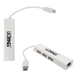 Cabo Adaptador Hub Usb Tipo C Rj45 +03 portas Usb 2.0 Le-5575 IT-Blue - 1