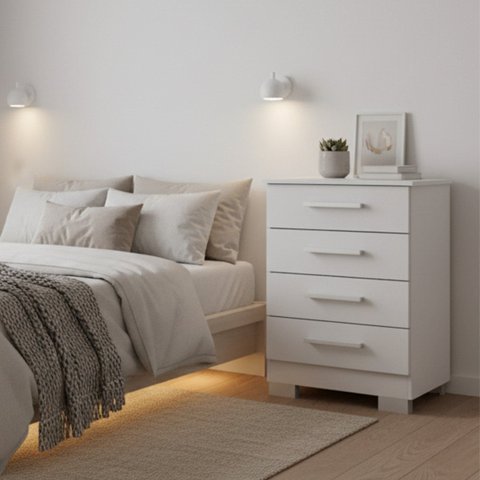 Cômoda para Quarto 4 Gavetas em MDP Carol Branco