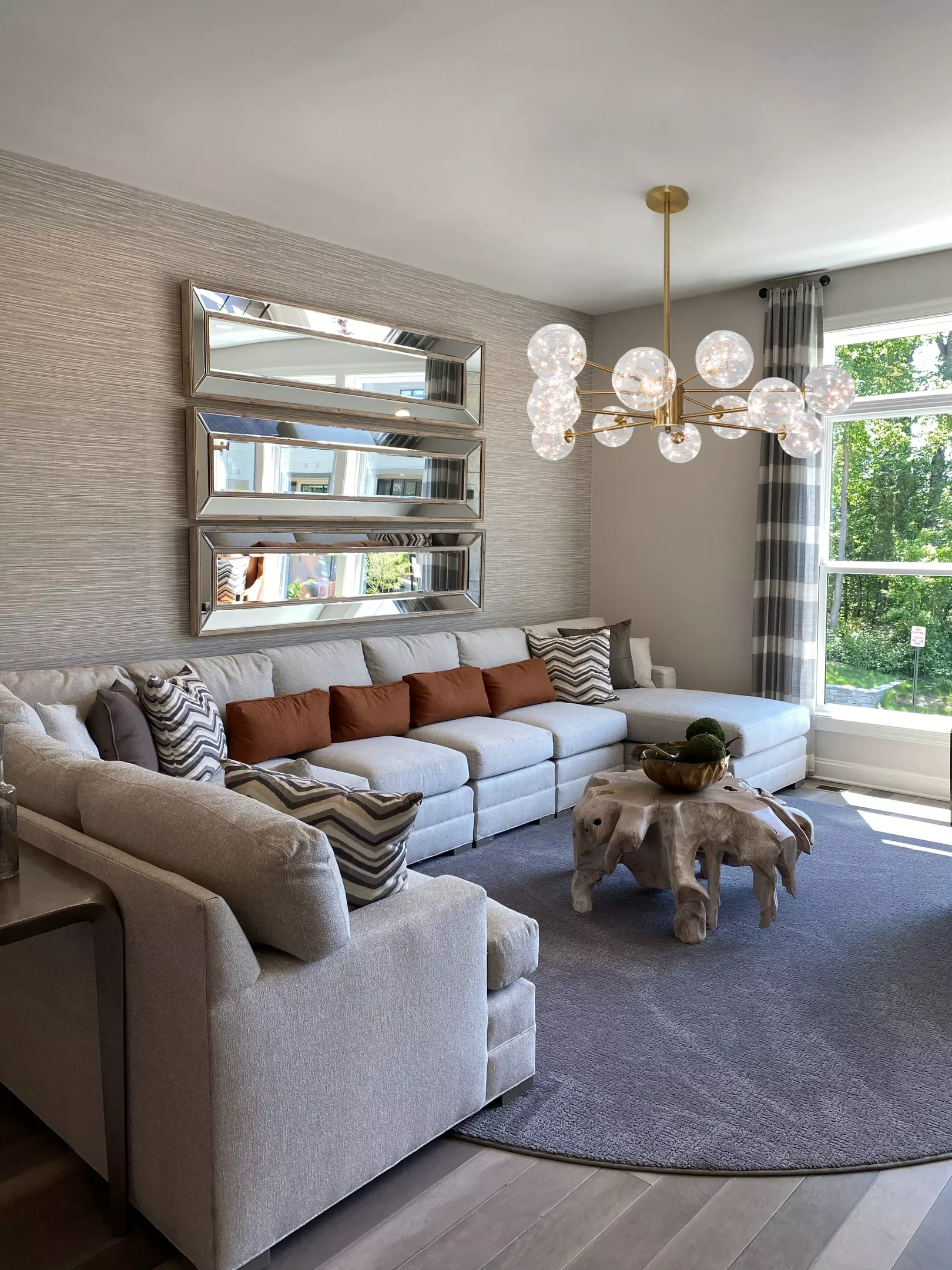 Ver imagem 3 de Pendente/ Lustre Metal Ouro Velho Cúpulas Vidro Champanhe Luciin