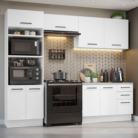 Armário de  Cozinha Completa 270cm Branco Agata Madesa 07