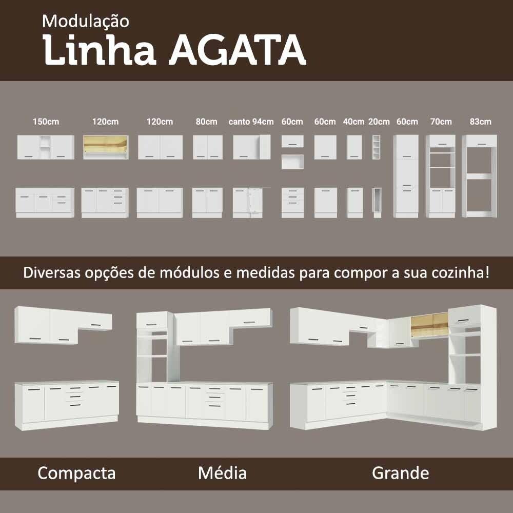 Armário de  Cozinha Completa 270cm Branco Agata Madesa 07 - 11