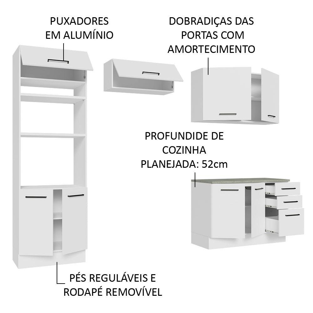 Armário de  Cozinha Completa 270cm Branco Agata Madesa 07 - 5