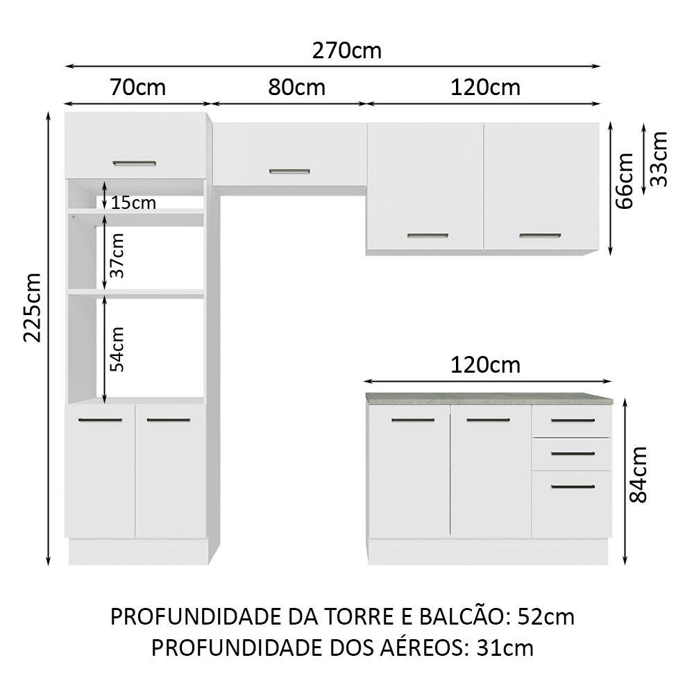 Armário de  Cozinha Completa 270cm Branco Agata Madesa 07 - 4