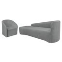 Ver imagem 1 de Kit Sofá Curvo França 180cm L.e e Poltrona Luiza Max Conforto, Bouclé Cinza