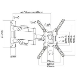 Suporte Articulado para Tv de 26 a 55 com Braço Longo Kma28-443l - 2