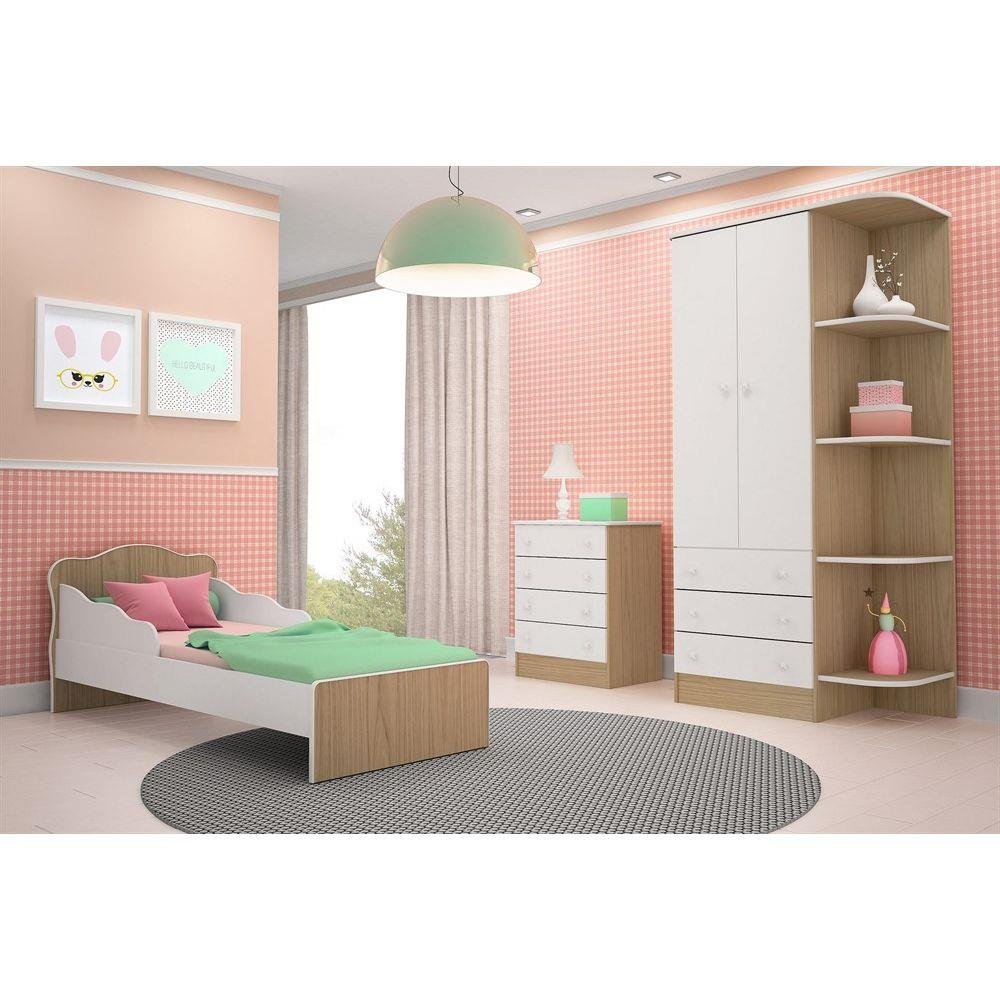 Quarto Infanto-juvenil Doce Sonho N2 Branco/carvalho - Qmovi ...