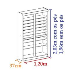 Sapateira 2 Portas de Correr sem Espelho com Luz Led Diamante - 4