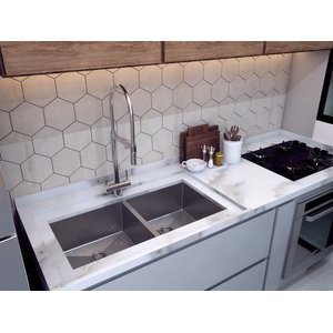 Dupla Cuba Dupla Inox Quadrada Gourmet 860 X 400 Pia Cozinha Technox