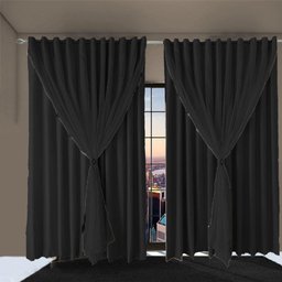 Cortina Sala e Quarto 8,50x2,40 Tecido Blackout Ana Preto - 4 Cortina Sala e Quarto 8,50x2,40 Tecido Blackout Ana Preto - 4