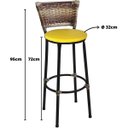 Ver imagem 2 de Kit 4 Banquetas Altas Preta com Encosto Junco Capuccino Assento Amarelo