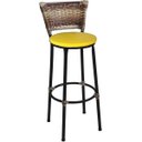 Ver imagem 3 de Kit 4 Banquetas Altas Preta com Encosto Junco Capuccino Assento Amarelo