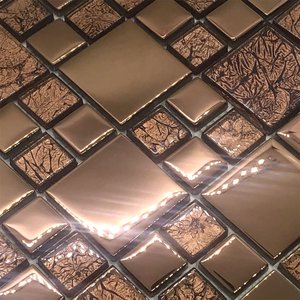 Pastilha de Vidro Cristal Cobre Efeito Metalizado 30x30cm