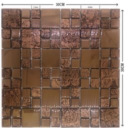 Pastilha de Vidro Cristal Cobre Efeito Metalizado 30x30cm - 8