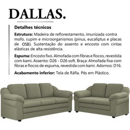 Kit Sofa 2 E 3 Lugares Dallas Linho TCE 1026 Moll - 5