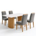 Ver imagem 2 de Conjunto de Mesa 4 Lugares Isla e Cadeiras Lyra em MDF Cinamomo e Off White