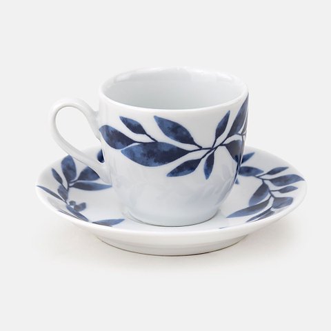 Xícara para Café Blue Pottery com Pires Blue Gardenia