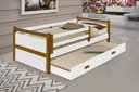 Ver imagem 1 de Cama Solteiro Bianca com Proteção Lateral e Auxiliar Branco / Mel Casa e Bebê Shop