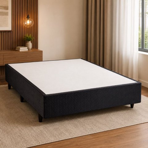 Base Box Casal 138x39cm em Poliester Idea Preto