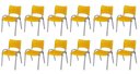 Ver imagem 2 de Cadeira Iso Base Cinza Escola, Escritório Amarelo Kit 12 Un